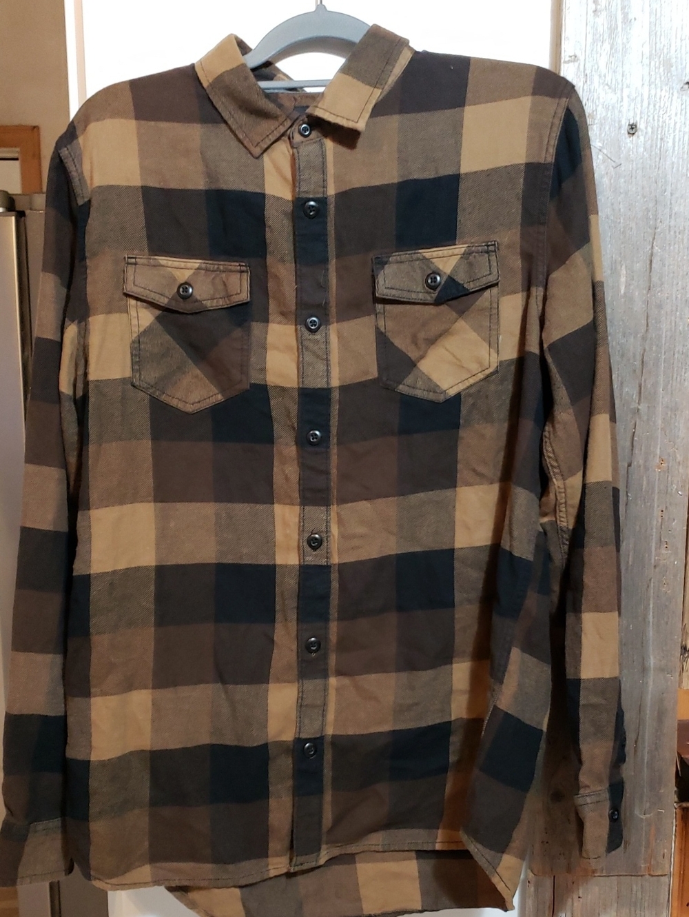 Vans Off The Wall Long Sleeve Flannel Brown/black Men L